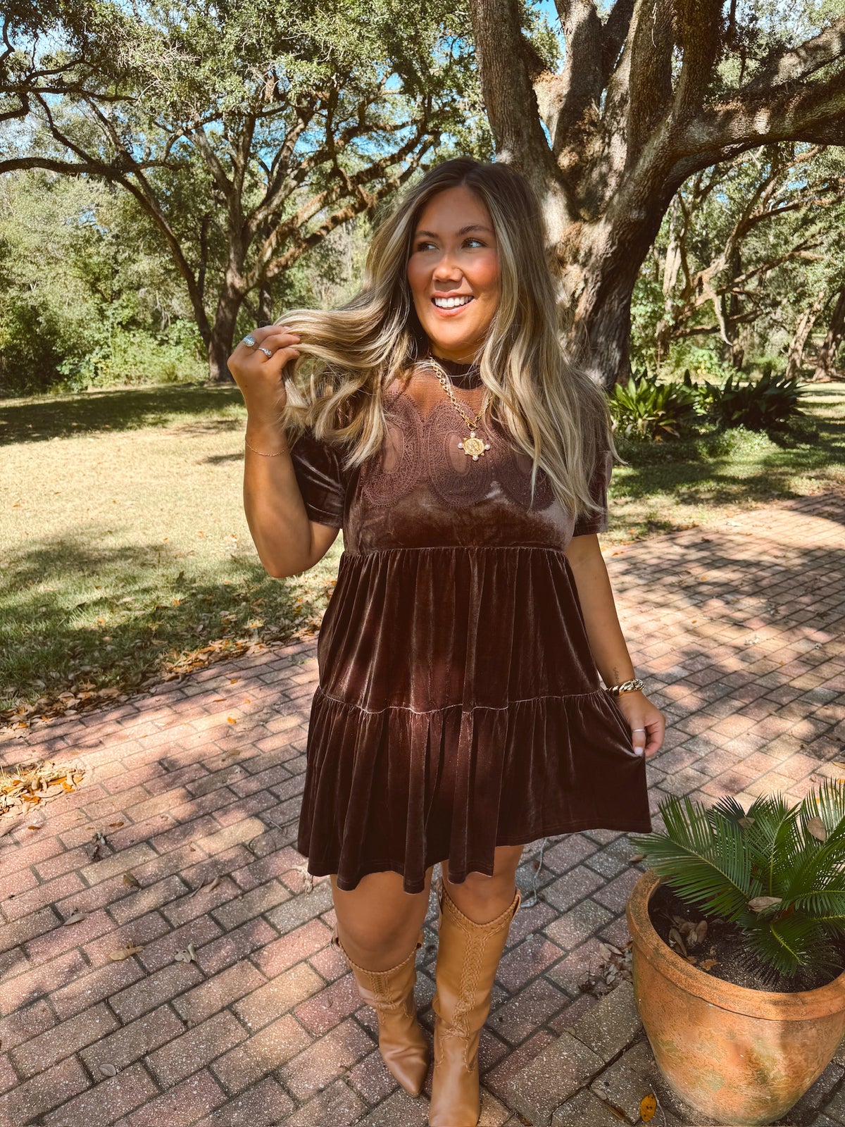 chocolate brown velvet dress Chocolate Brown Mesh Intricate Lace Velvet Dress