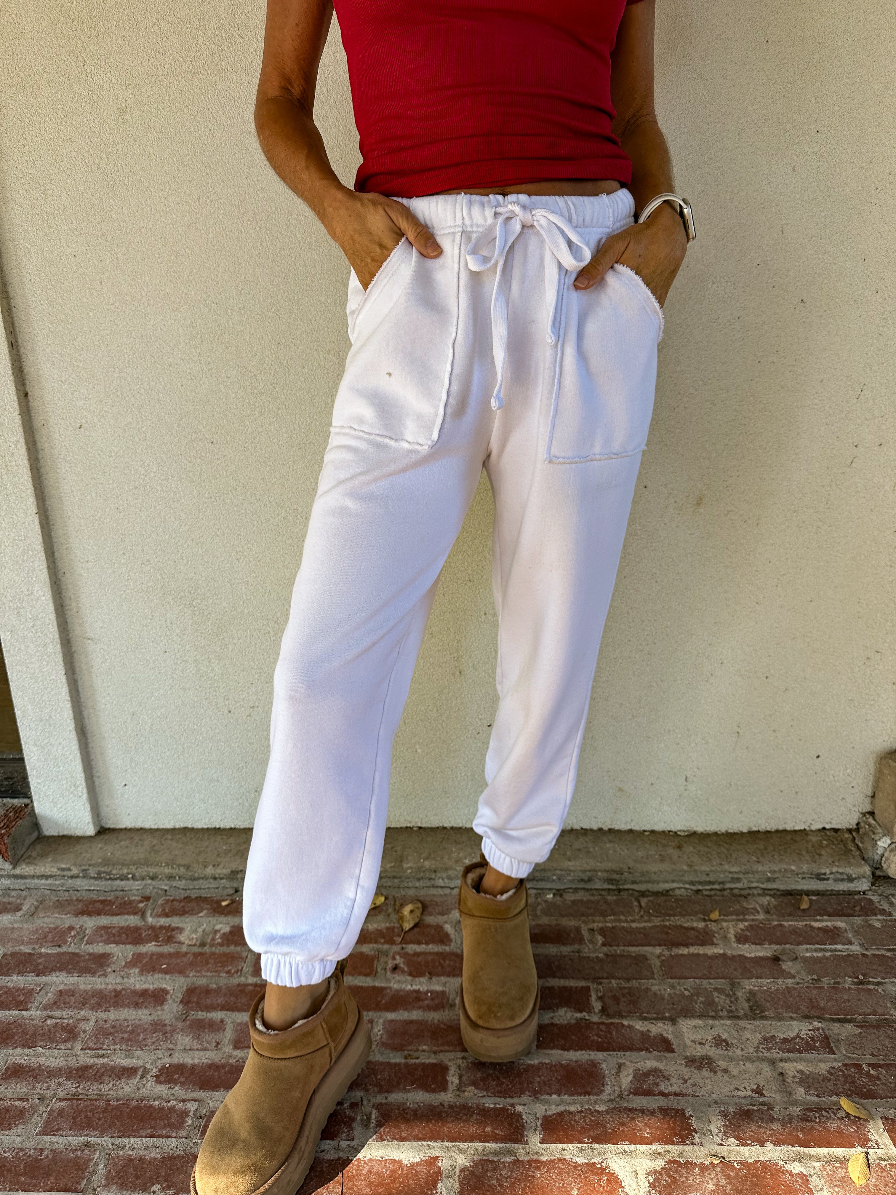 On The Run Joggers - White | Angel's Boutique