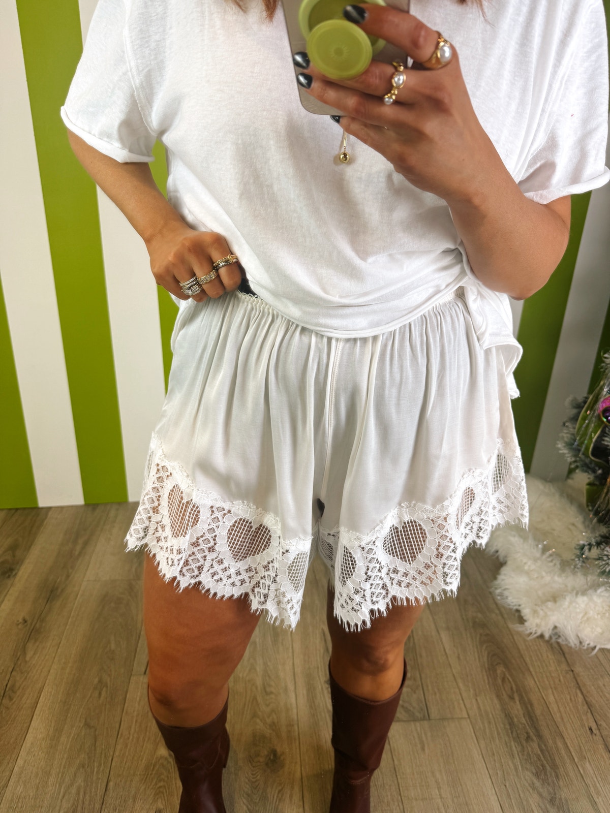 Free People White Alyssum Sweet Love Boxer Shorts | Fly Boutique