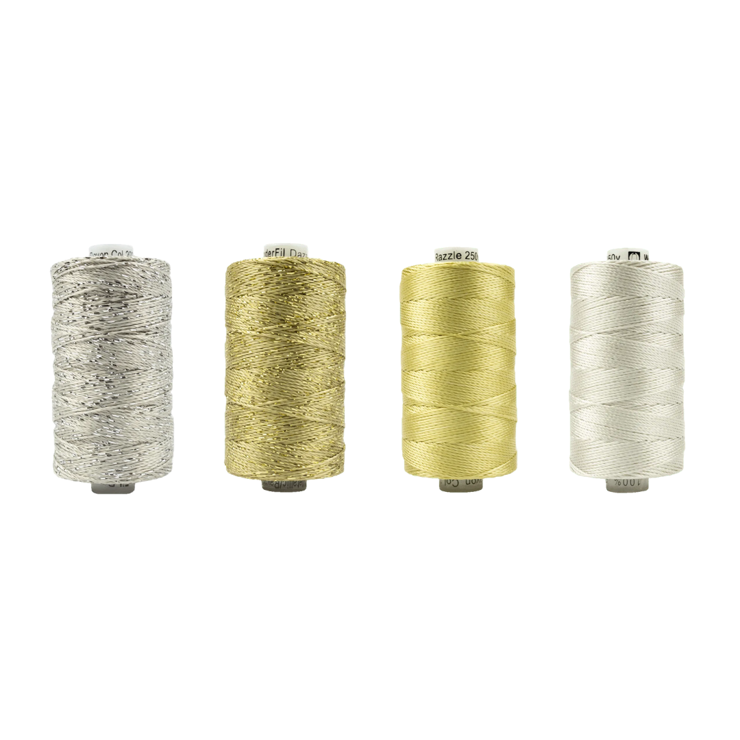Silver & Gold Dazzle Thread Set | Gloria Horn Sewing Studio