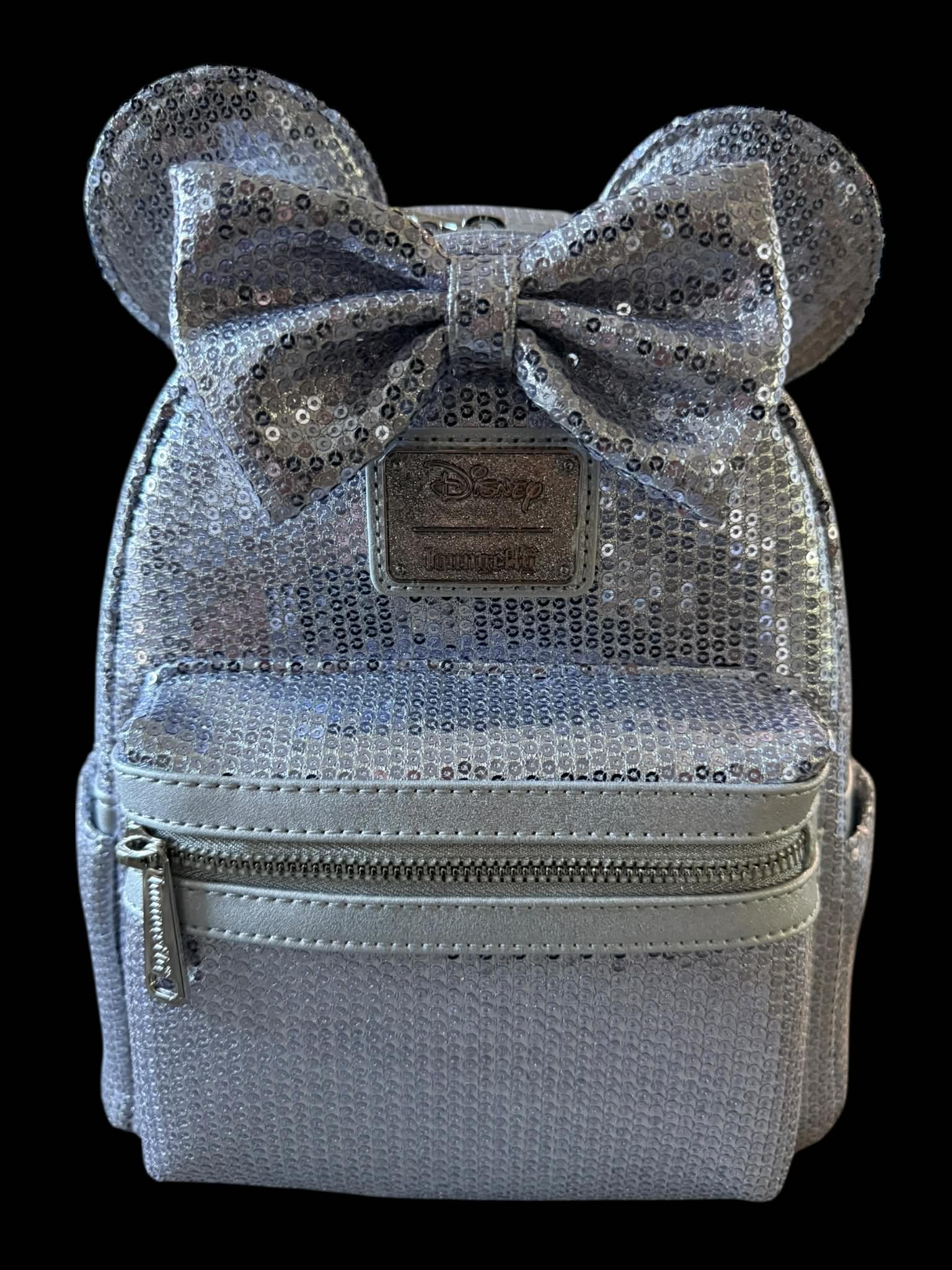 Loungefly 25th Anniversary Logo Silver Sequin Holographic Glitter Mini Backpack EXCLUSIVE DROP (US): Loungefly Minnie Mouse Purple/Silver  main image 2
