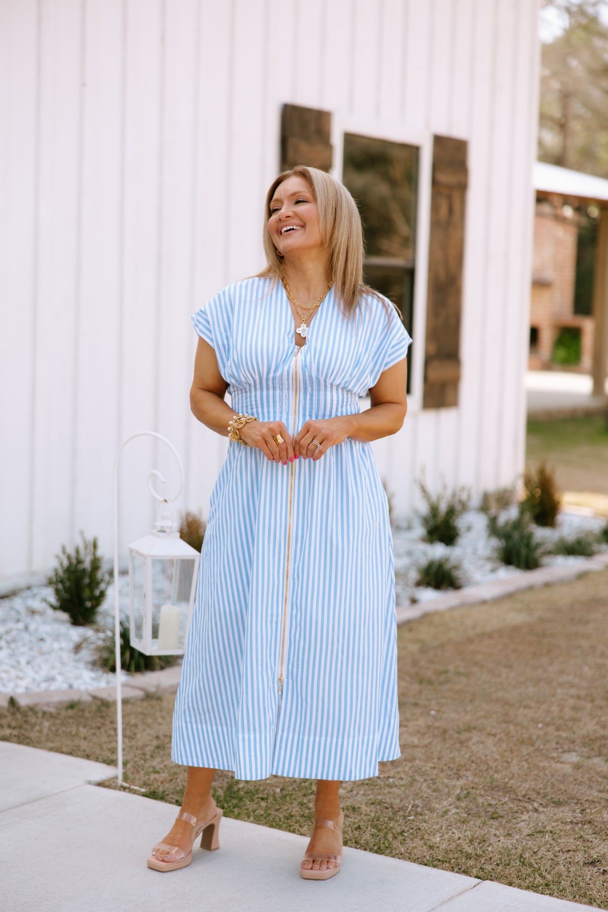 entro blue midi dress Entro Slate Blue Botanical Midi Shirt Dress with Tie Waist – Deja Nu Tx