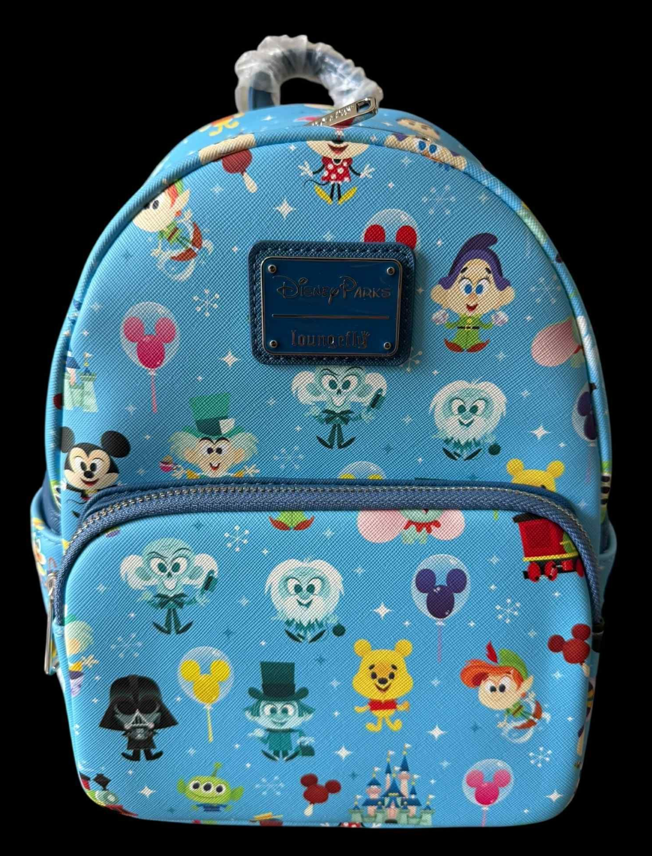 exclusive - cinderella castle glow mini backpack Holiday Light Up | Officially Licensed | Plastic/Vegan Leather Sparkly winter details continue on the straps Disney Parks Loungefly Mini Backpack
