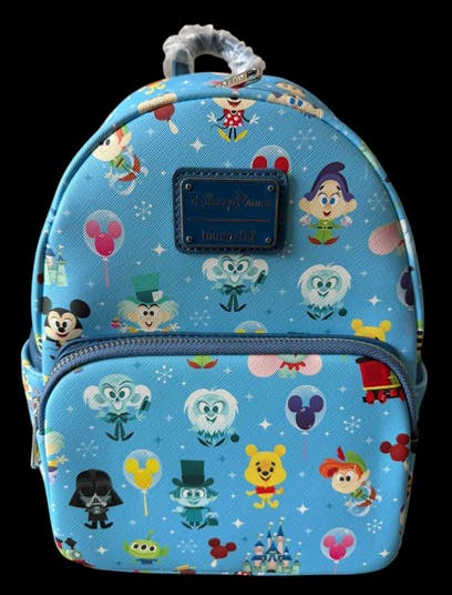 exclusive - cinderella castle glow mini backpack Holiday Light Up | Officially Licensed | Plastic/Vegan Leather Sparkly winter details continue on the straps Disney Parks Loungefly Mini Backpack
