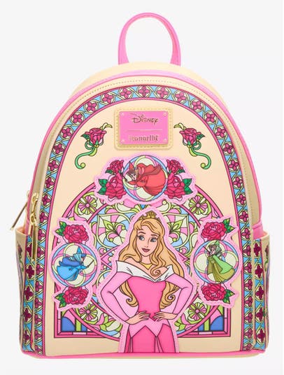 disney cinderella castle mini backpack Loungefly Gwen's Mermaid Cove LED lights around the castle glow Loungefly Disney Princess Castle Series